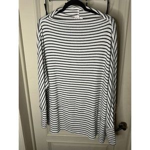 Maurices 24/7 Shirt White/Black Striped Casual Oversized Women's Size  Boat Neck